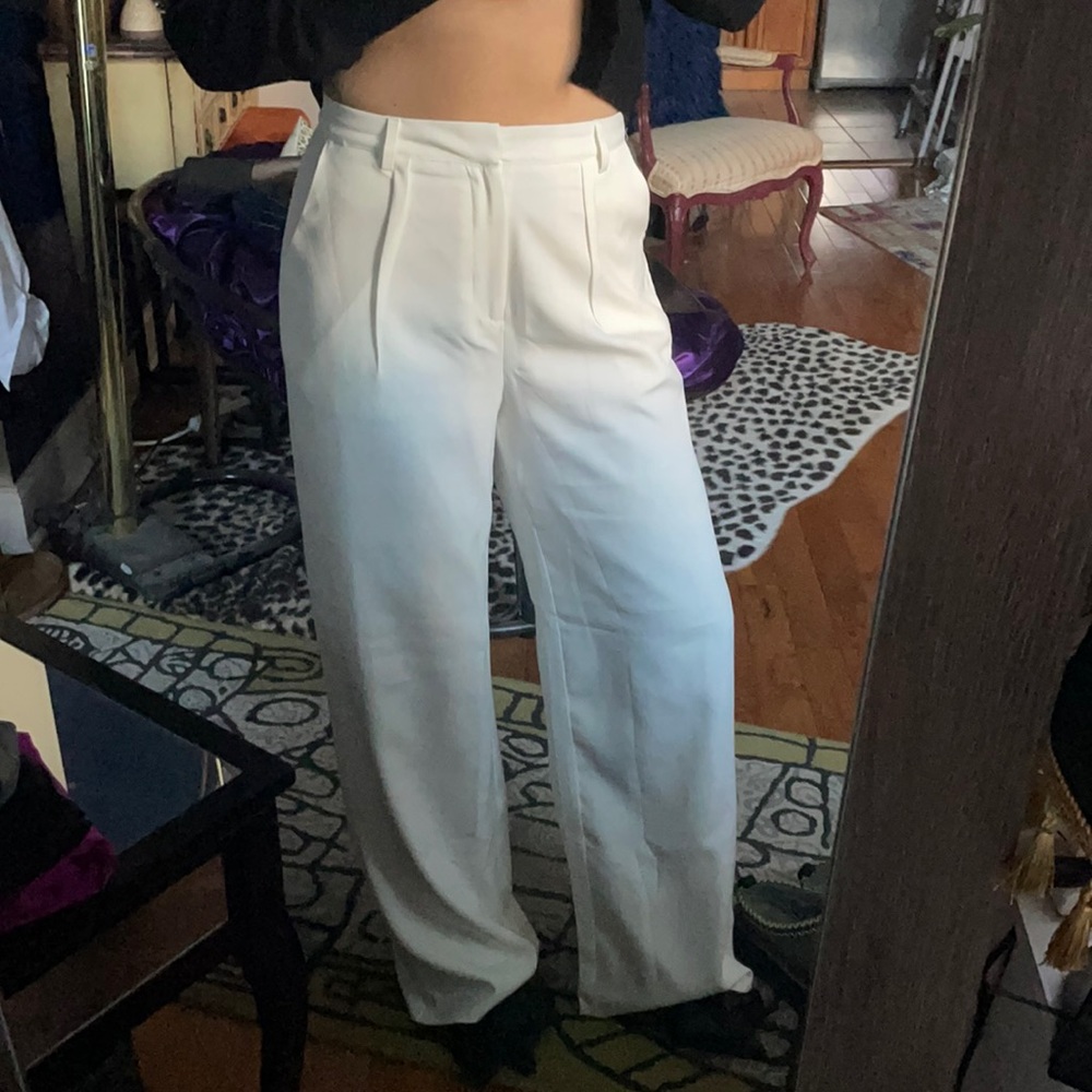 High waisted cream trouser dress pant - misguided size 6